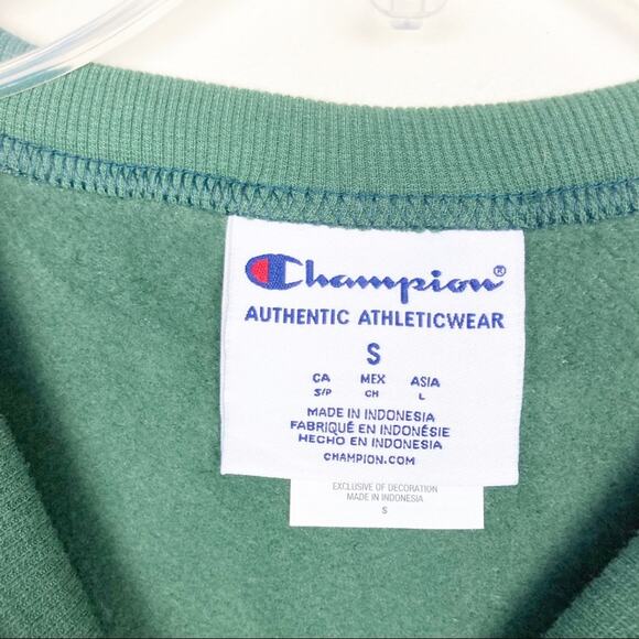 Champion Green Fleece Crewneck Sweatshirt Sz S - Picture 3 of 8